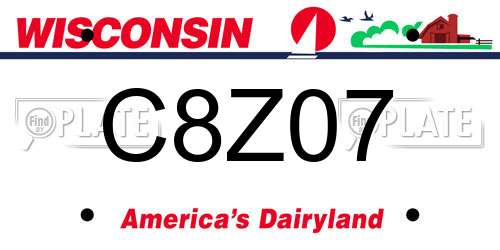 C8Z07 Wisconsin License Plate