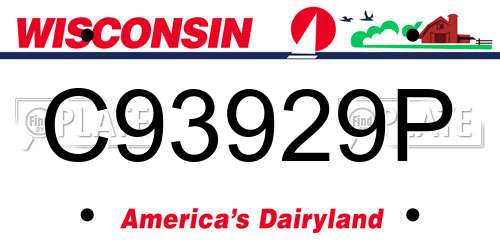 C93929P Wisconsin License Plate