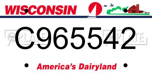 C965542 Wisconsin License Plate