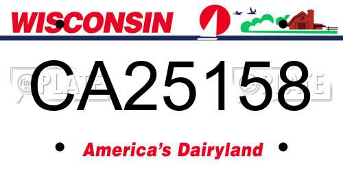 CA25158 Wisconsin License Plate