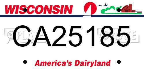 CA25185 Wisconsin License Plate