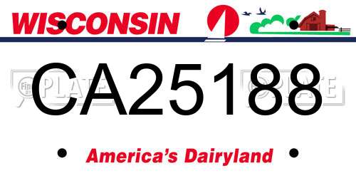 CA25188 Wisconsin License Plate