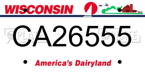 CA26555 Wisconsin License Plate
