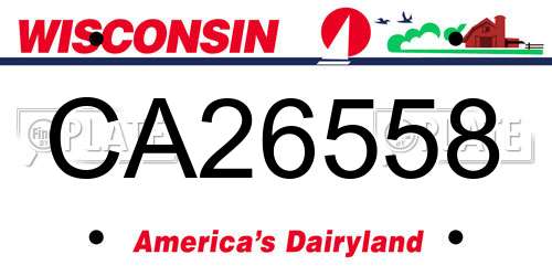 CA26558 Wisconsin License Plate