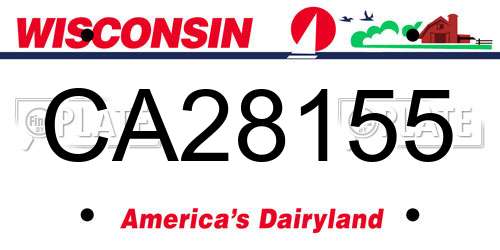 CA28155 Wisconsin License Plate