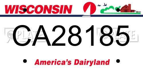CA28185 Wisconsin License Plate