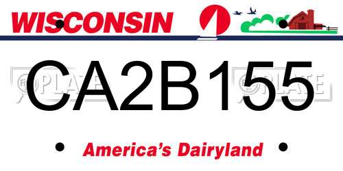 CA2B155 Wisconsin License Plate