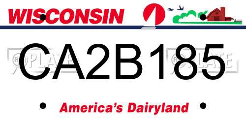 CA2B185 Wisconsin License Plate