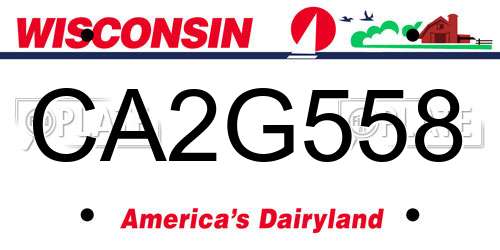CA2G558 Wisconsin License Plate