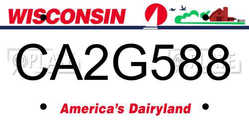 CA2G588 Wisconsin License Plate