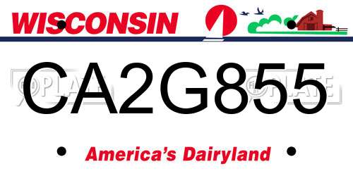 CA2G855 Wisconsin License Plate