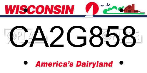 CA2G858 Wisconsin License Plate
