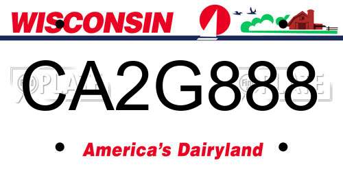 CA2G888 Wisconsin License Plate