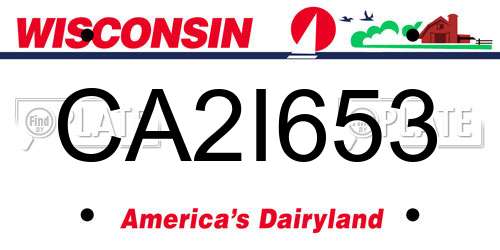 CA2I653 Wisconsin License Plate