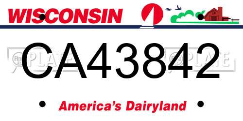 CA43842 Wisconsin License Plate
