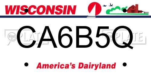 CA6B5Q Wisconsin License Plate