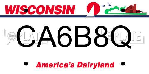 CA6B8Q Wisconsin License Plate