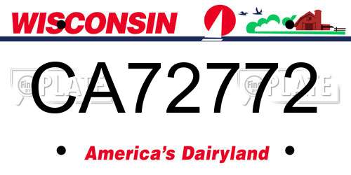 CA72772 Wisconsin License Plate