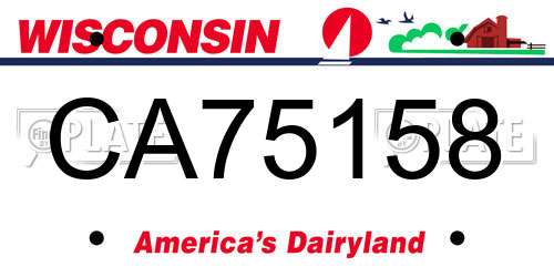 CA75158 Wisconsin License Plate