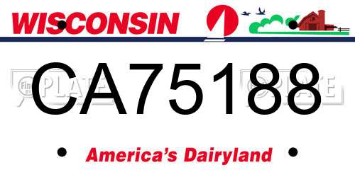 CA75188 Wisconsin License Plate
