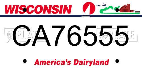 CA76555 Wisconsin License Plate