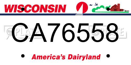 CA76558 Wisconsin License Plate
