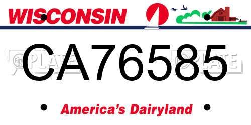 CA76585 Wisconsin License Plate