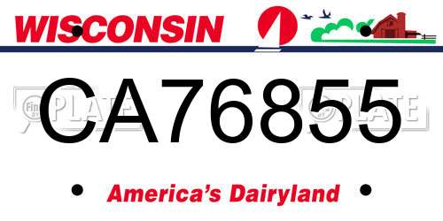 CA76855 Wisconsin License Plate