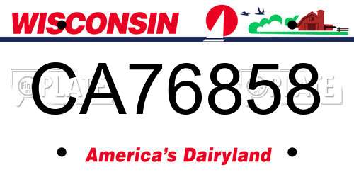 CA76858 Wisconsin License Plate