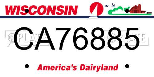CA76885 Wisconsin License Plate