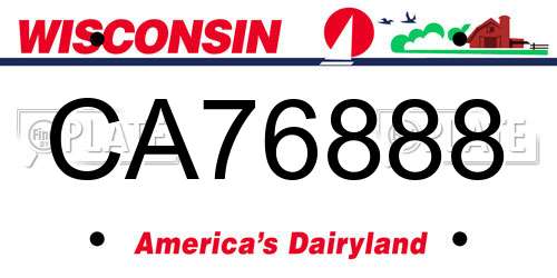 CA76888 Wisconsin License Plate