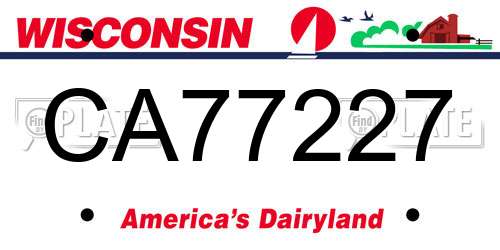 CA77227 Wisconsin License Plate