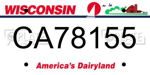 CA78155 Wisconsin License Plate
