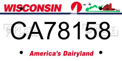 CA78158 Wisconsin License Plate