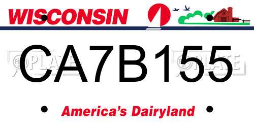 CA7B155 Wisconsin License Plate