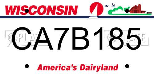 CA7B185 Wisconsin License Plate