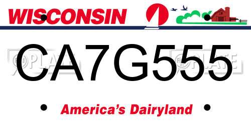 CA7G555 Wisconsin License Plate
