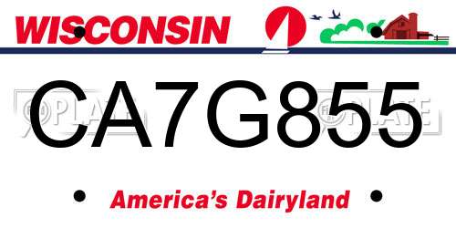 CA7G855 Wisconsin License Plate