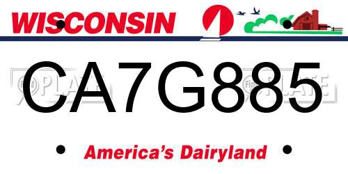 CA7G885 Wisconsin License Plate