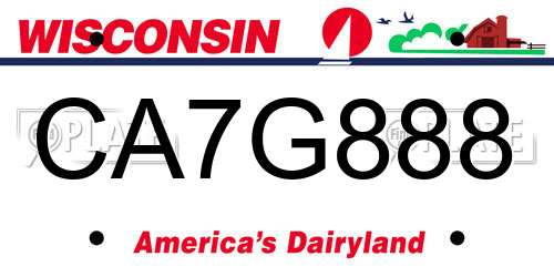 CA7G888 Wisconsin License Plate