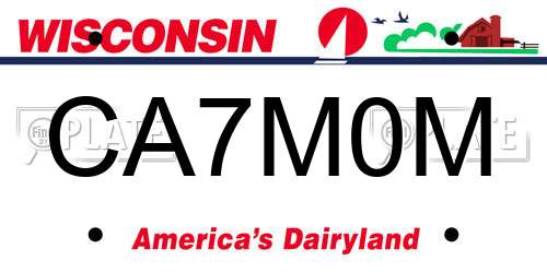 CA7M0M Wisconsin License Plate