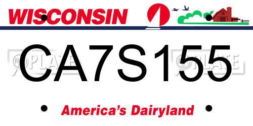 CA7S155 Wisconsin License Plate