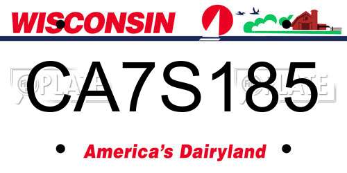 CA7S185 Wisconsin License Plate