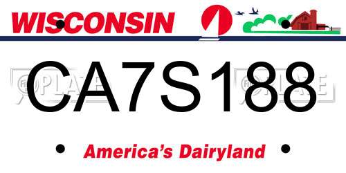 CA7S188 Wisconsin License Plate