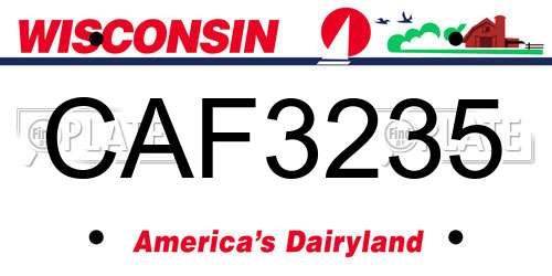 CAF3235 Wisconsin License Plate