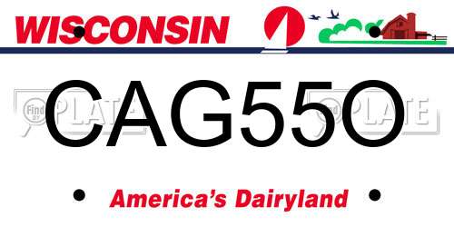 CAG55O Wisconsin License Plate