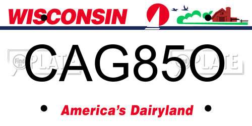 CAG85O Wisconsin License Plate