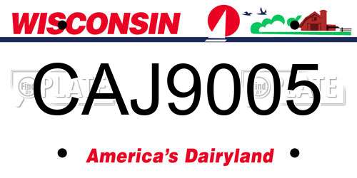 CAJ9005 Wisconsin License Plate