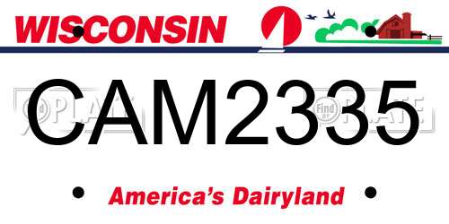CAM2335 Wisconsin License Plate