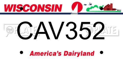 CAV352 Wisconsin License Plate